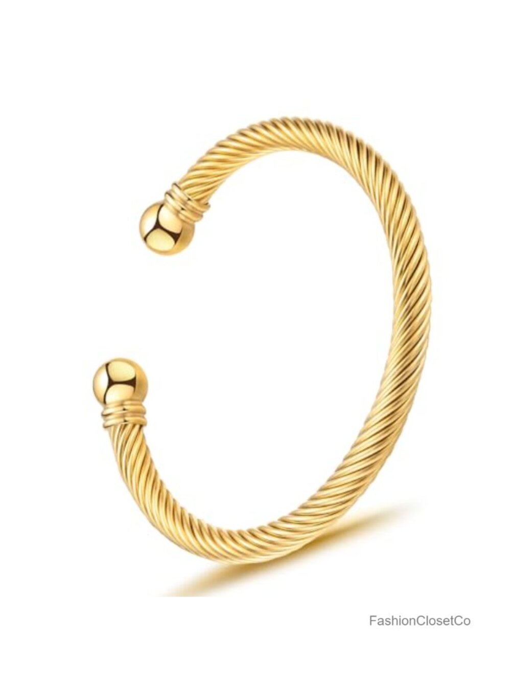 Stainless Steel Twisted Cable Cuff Bangle Bracelet Unisex Open C-Shape
